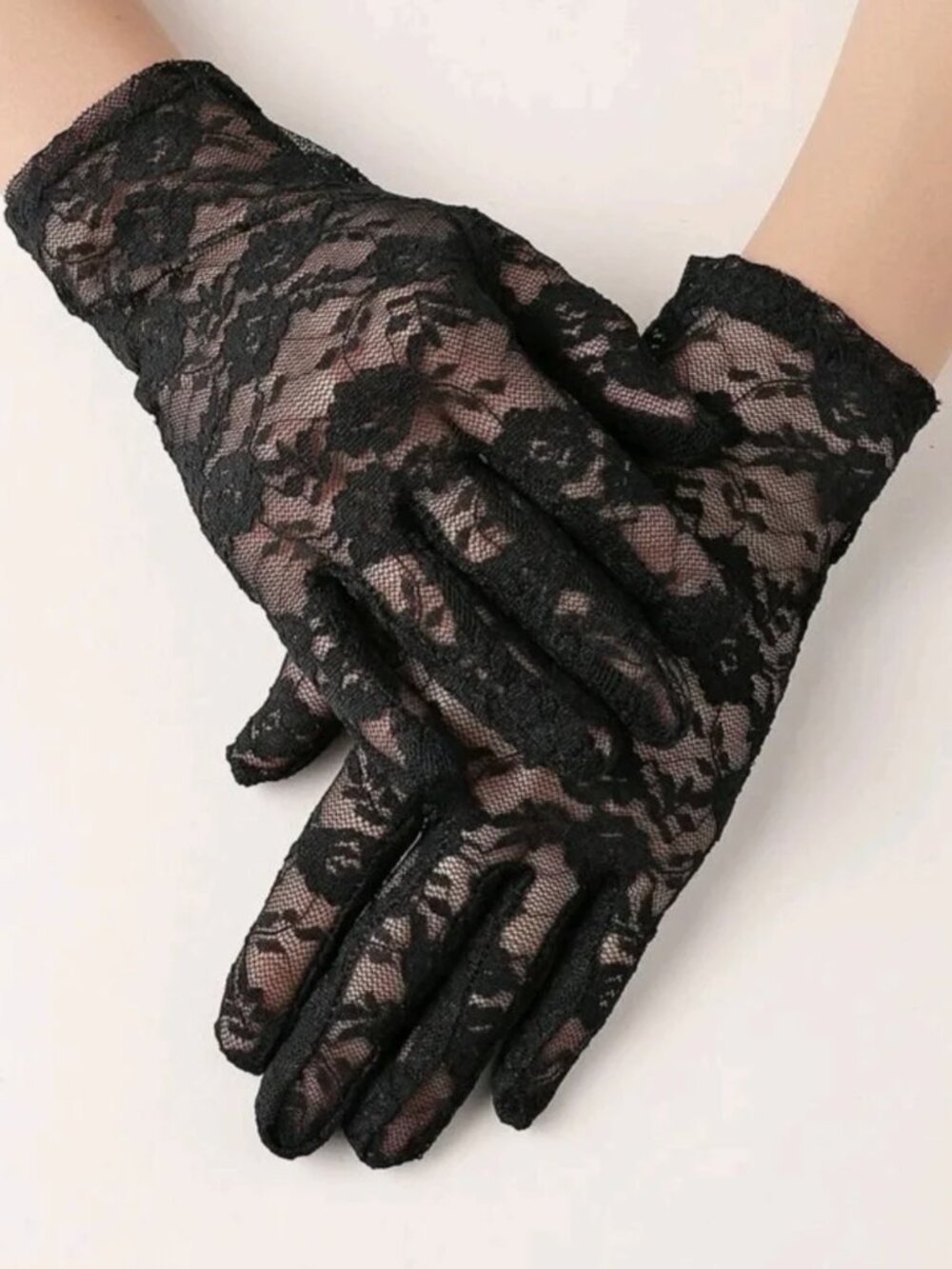 New Elegant Black Lace Gloves - One size